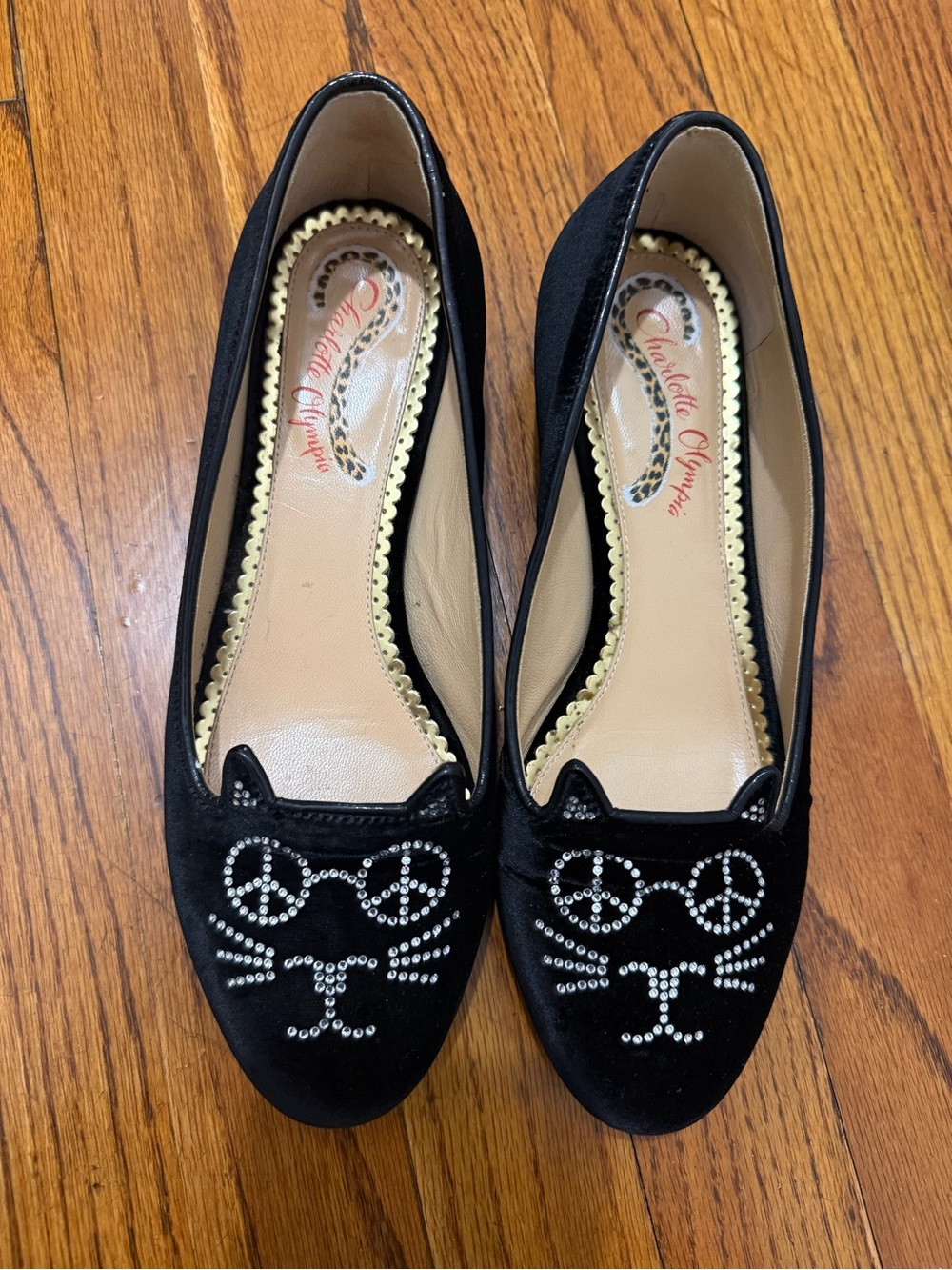 Charlotte Olympia Black Crystal Cat Face Loafers - Picture 3 of 5